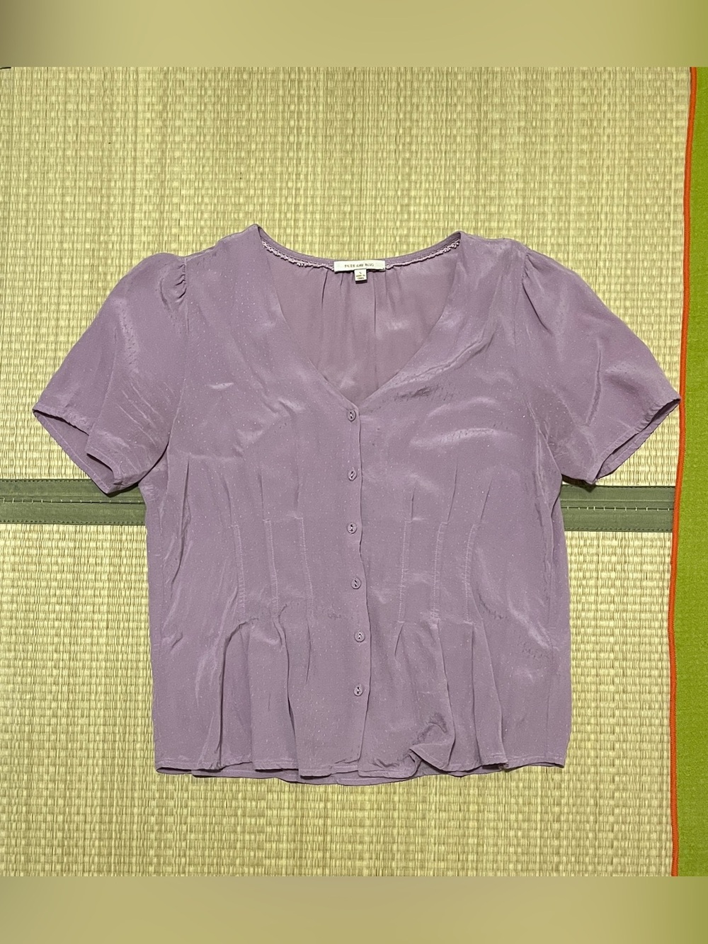 Mauve Button-Front V-Neck Blouse